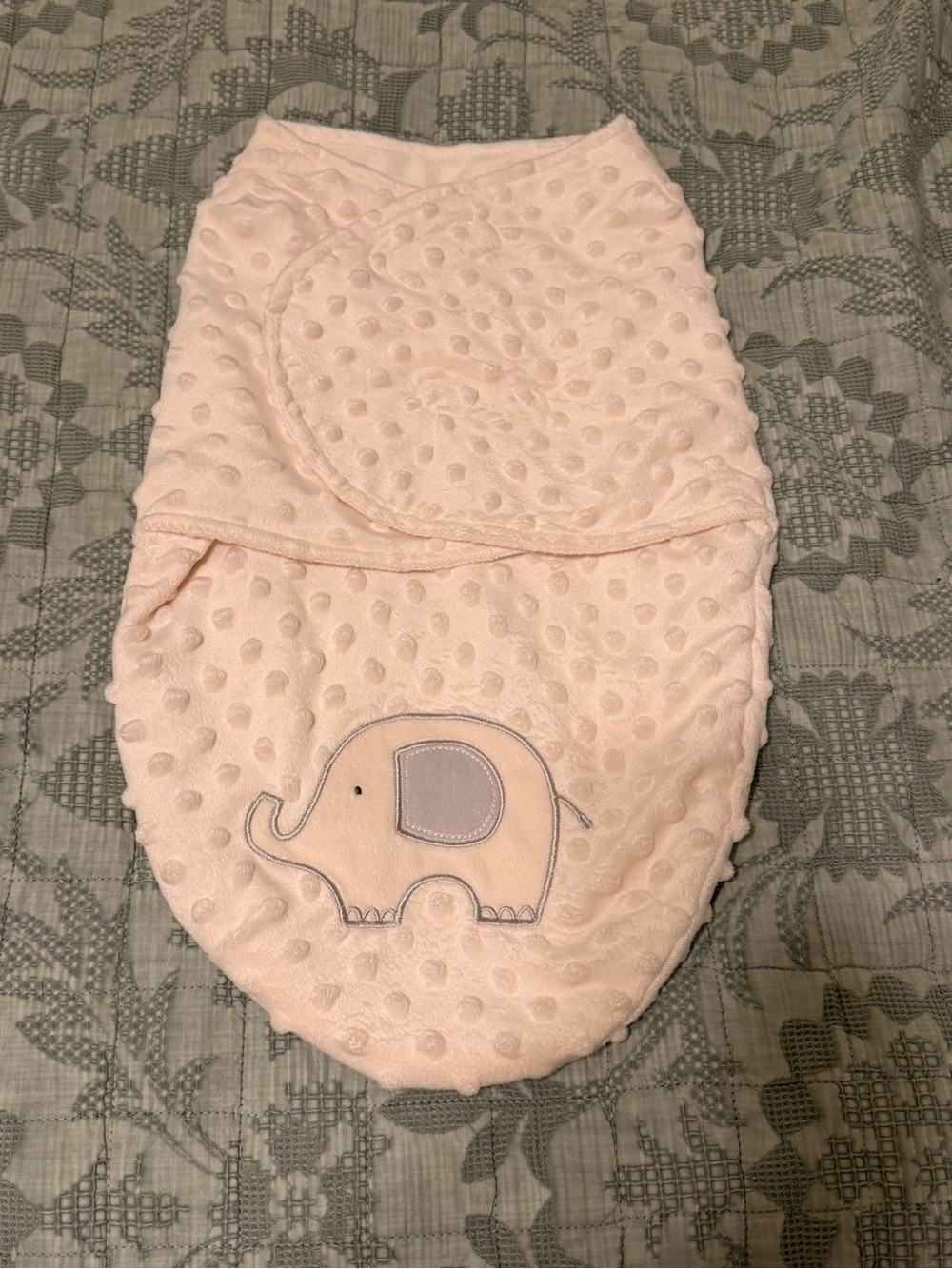 Soft Baby Swaddle with Elephant Applique